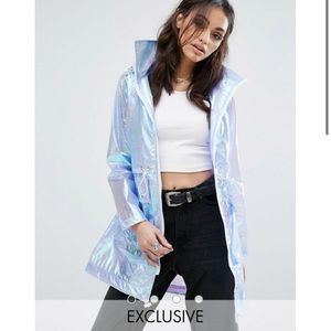 ☔️Prettylittlething irridescent rain coat
